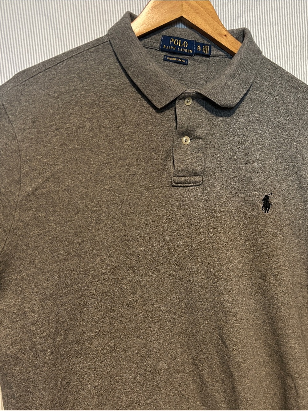 Polo by Ralph Lauren Men’s Dark Gray Cotton Polo with Black Pony
